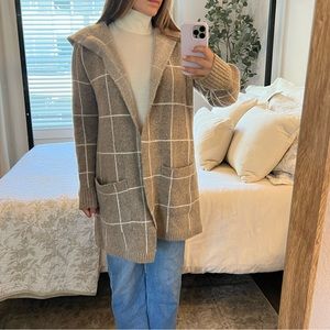 Tan plaid sweater jacket